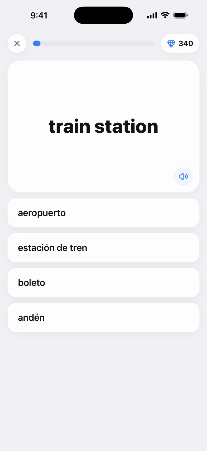 A one-tap test: the right answer turns green and the screen says Correct!