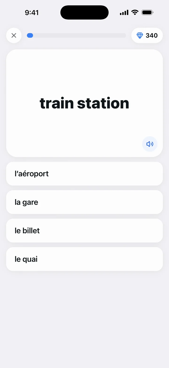 Un test d’un seul toucher : la bonne réponse devient verte et l’écran dit « Juste ! »